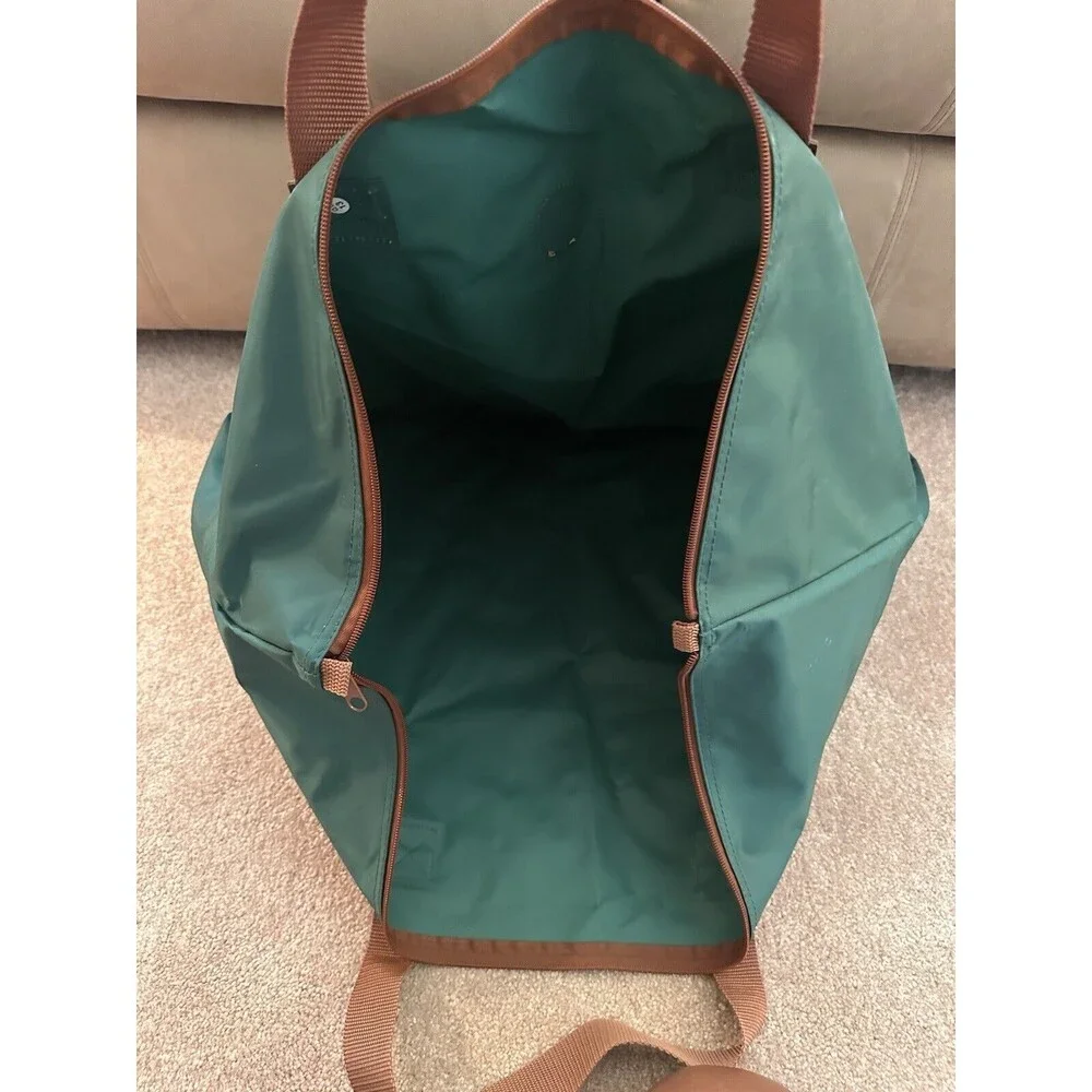 Vintage 90s Polo Ralph Lauren Large Green Nylon Travel Tote Bag Zippered
